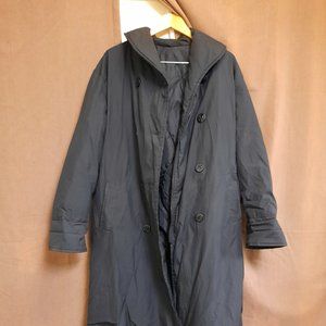 Mens Black Puffer Trench Coat